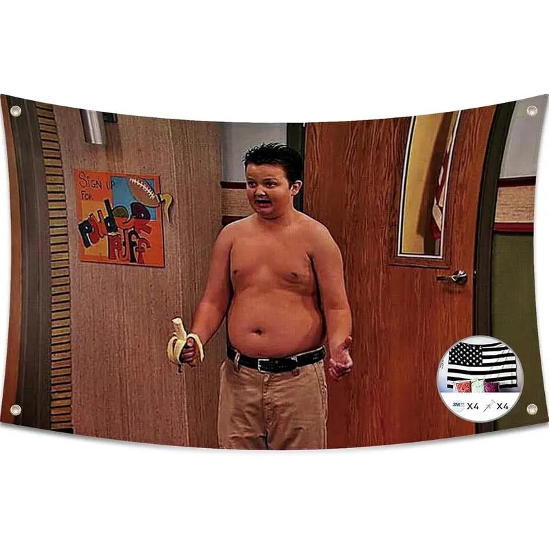 Funny Shirtless Gibby iCarly Tapestry - 3x5 Ft Decorative Light-Weight Banner, UV-Resistant Fading-Proof Durable Flag with Brass Grommets, Size-Clearly Marked for Indoors Man Cave/College Dorm Decor, summerwins tapestry