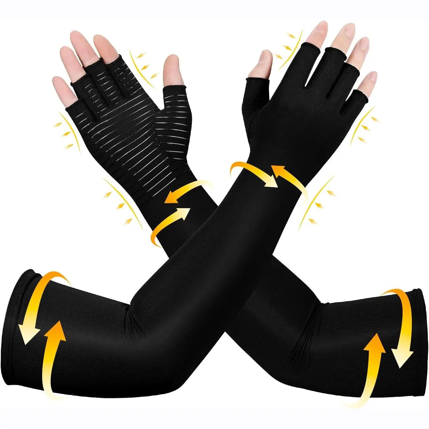 High Elasticity Compression Long Gloves, 1 Pair Breathable Cycling Gloves for Women & Men, Outdoor Sports Gloves, Outdoor Activity Gloves, Arm Protective Gear for Running, Fitting, Work Out, Outdoor Sport, Athletic Accessory