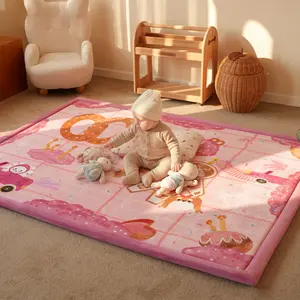 PaPaMat Baby Play Mat, 1.5'' Thick Flannel Foam Area Rug, Soft Floor Mat for Playroom, Nursery & Living Room