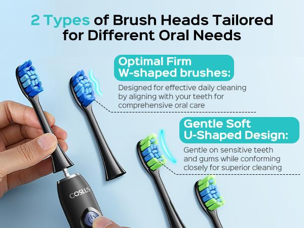 COSLUS Sonic Electric Toothbrush for Adults:3 Intensities & 5 Modes, 41000 VPM,Wireless Charging,2 Types of Heads for Gentle or Daily Care, Travel & Family Home Use,Sensitive Teeth & Braces,Plaque Removal Travel & Family Home Use