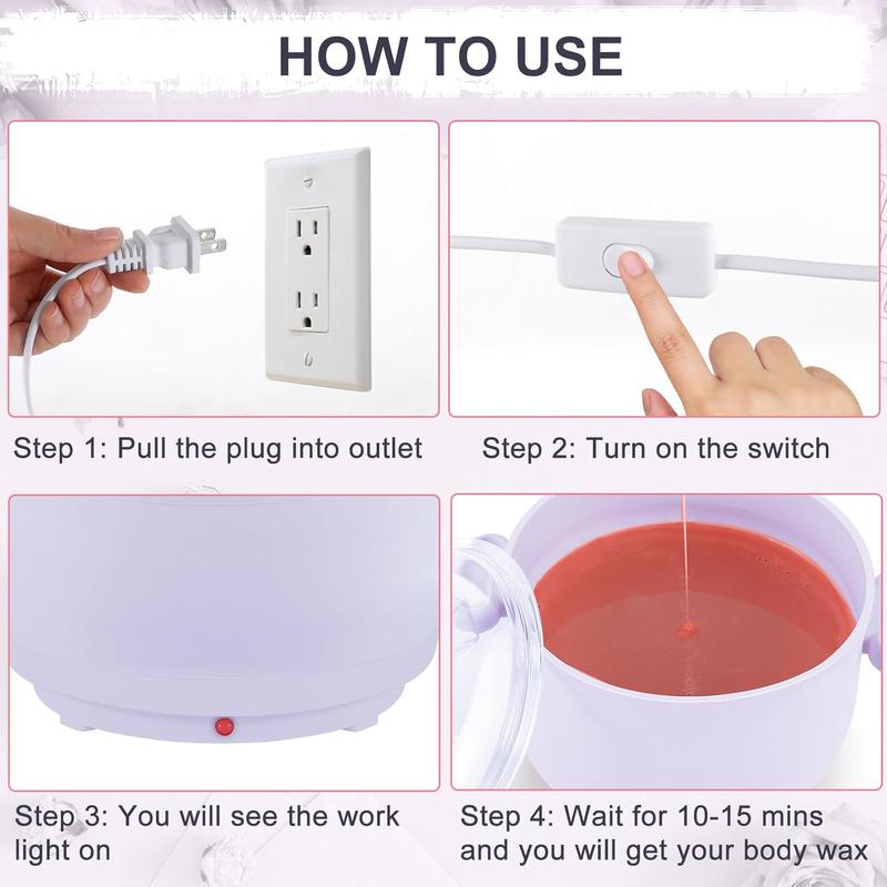 Silicone Wax Warmer For Hair Removal, Compact Portable Electric Wax Heater Machine With 3 Pack Wax Beads & 10 Sticks,For Soft and Hard Wax Beads Fast Heating, Home Gentle Waxing For  Eyebrows, Legs,Brazilian Full Body at Home Waxing Kit