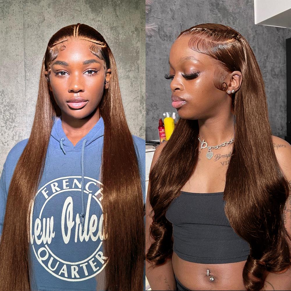 Alipearl Hair Dark Brown 3 Part Pre Braided Human Wig #4 Chocolate Brown Color 13x4 Lace Frontal Wig Straight Stylist Pre Cut Glueless Wig FallFreshness