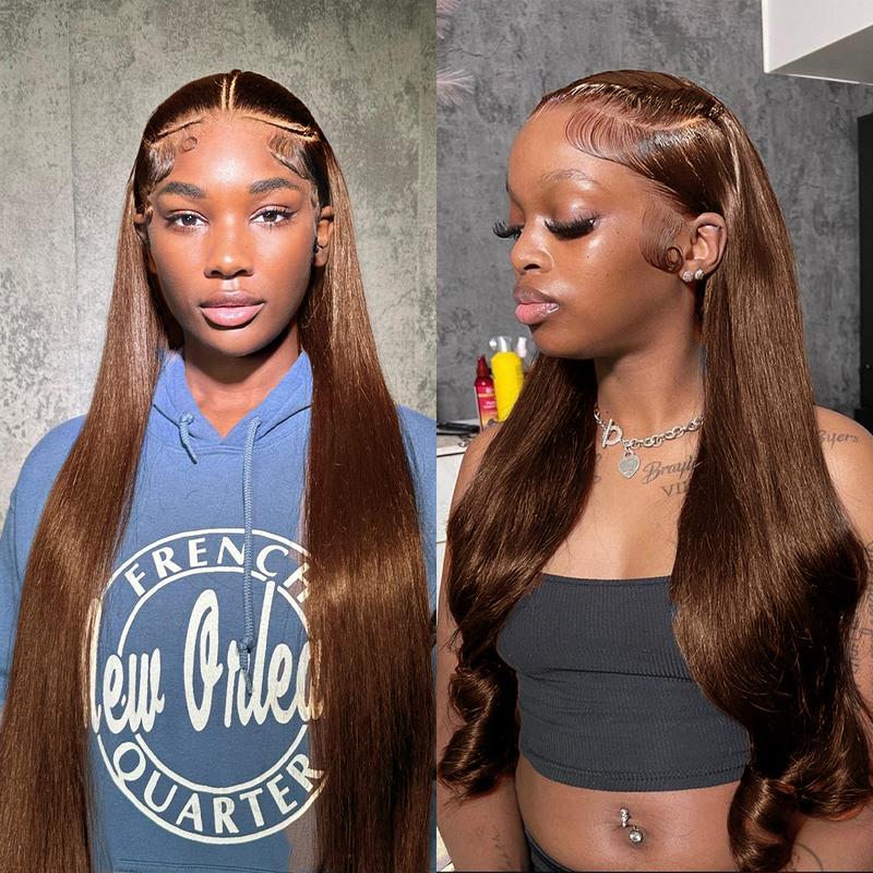 Alipearl Hair Dark Brown 3 Part Pre Braided Human Wig #4 Chocolate Brown Color 13x4 Lace Frontal Wig Straight Stylist Pre Cut Glueless Wig FallFreshness