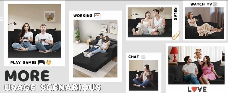 Winzoo Convertible Sofa Bed Comfortable & Cozy Design 3 in 1 Corduroy Loveseat Folding Couch Bed Foldable Chaise Lounge Chair Floor Futon Sleeper with 4 Removable Pillows for Living Room Comfortable & Cozy Design