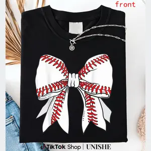 Women's Coquette Bow Baseball Shirt – Cotton Short Sleeve Game Day Tee