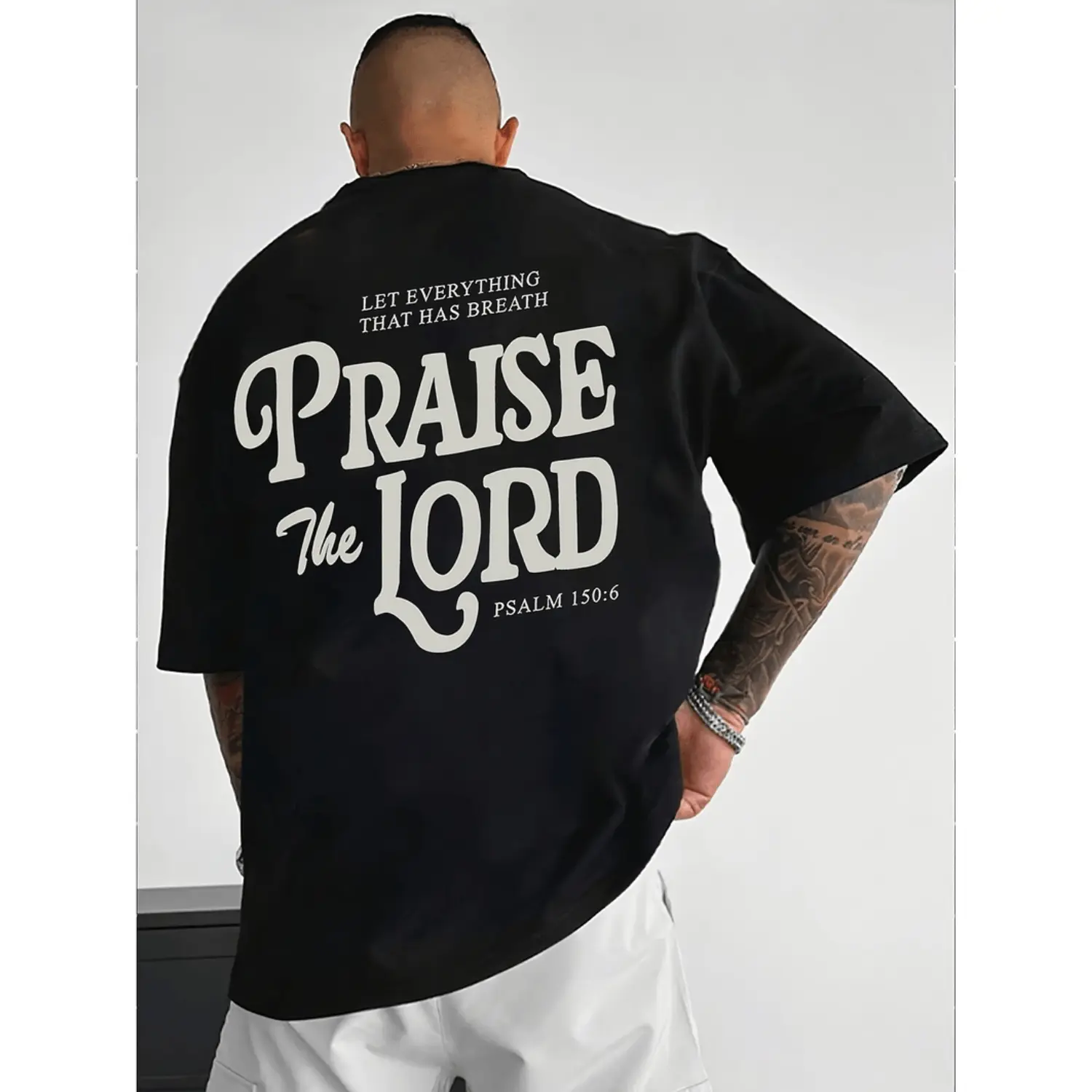 Unisex Heavyweight Cotton Oversized T-Shirt, Vintage Streetwear Crew Neck Top, 180GSM Comfortable Loose Fit, Inspirational Letter Print, Plus Size Fashion Summer Casual Shirt (Sizes L-6XL), Fabric
