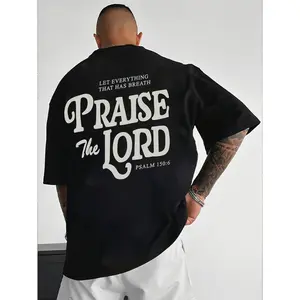 Heavyweight Cotton Oversized T Shirt Vintage Streetwear Crew Neck Tee With Inspirational Letter Print Loose Fit Summer Casual Shirt Sizes L To 6XL 180GSM Comfortable Plus Size Streetwear Aesthetic Tee