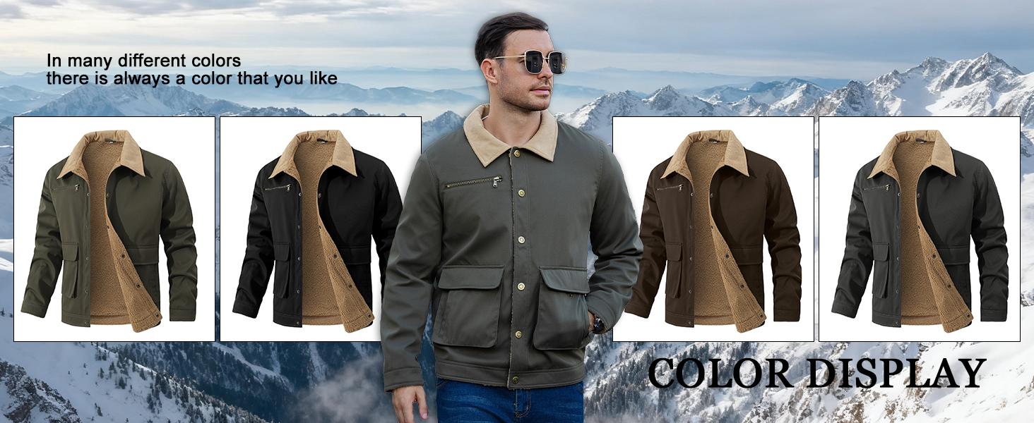 Zaitun Men's Winter Jacket Lined Sherpa Warm Trucker Coat with Multi Pockets for Cold Days Stylish & Functional Menswear TikTokShopBlackFriday