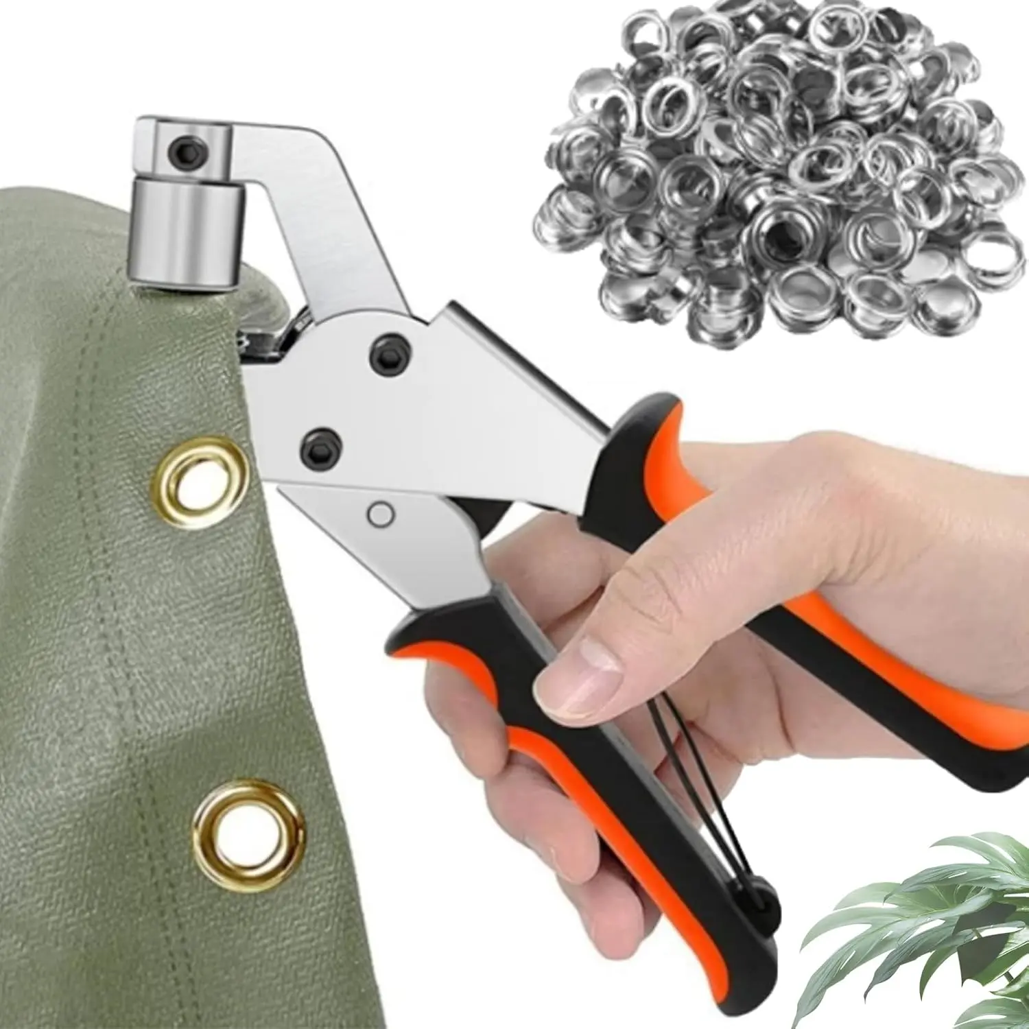 GJANSH Professional Grommets Kit, Multi-Functional Grommet Handheld Pliers, 3/8 Inch Heavy-Duty Portable Eyelet Setter Tool, for Punching Round Holes In Leather, Belts, Tarps, Fabric,summervibes