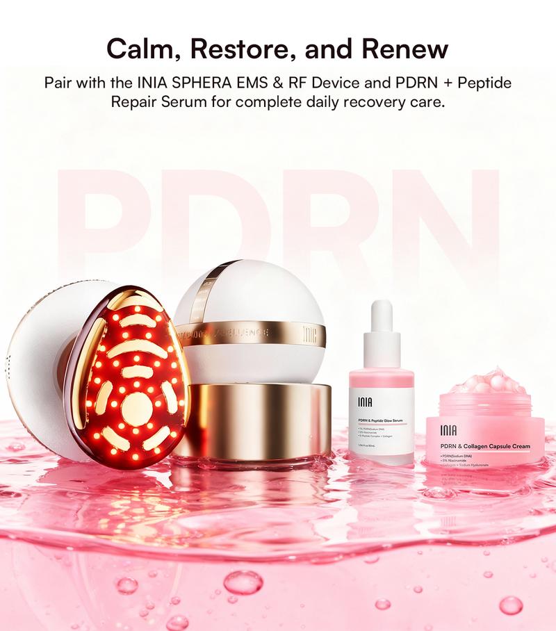 INIA PDRN + Peptide Repair Cream– Intensive Repair, Firm & Hydrate for Sensitive Skin with Salmon DNA, 5% Niacinamide & Collagen, Fresh PDRN Capsules for Maximum Repair, Layerable with Sunscreen & Makeup