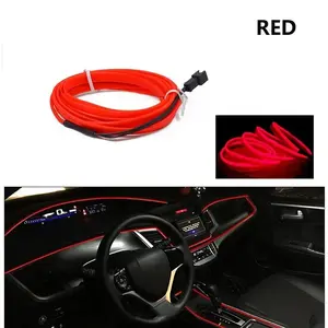 5m Car Interior LED Ambient Light, EL Cold Light Wire Neon Strip, USB Powered Flexible Waterproof Decorative Lighting for Dashboard, Console, Door, Seat and Auto Interior