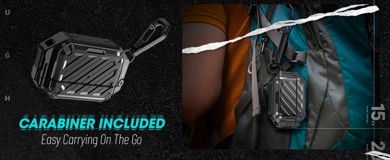 SUPCASE AirPods Pro 3 Case with Lock & Carabiner, IP68 Waterproof, Military-Grade Protection, Anti-Scratch Hard Shell Cover, Supports Wireless Charging