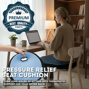 Memory Foam Seat Cushion - Ergonomic Back & Tailbone Support with Zipper Closure, Soft Cushion for Office Chair, Car, Home Use - No Electricity Needed, Hand Wash Only - Ideal For Back & Tailbone Discomfort, Comfortable Seating