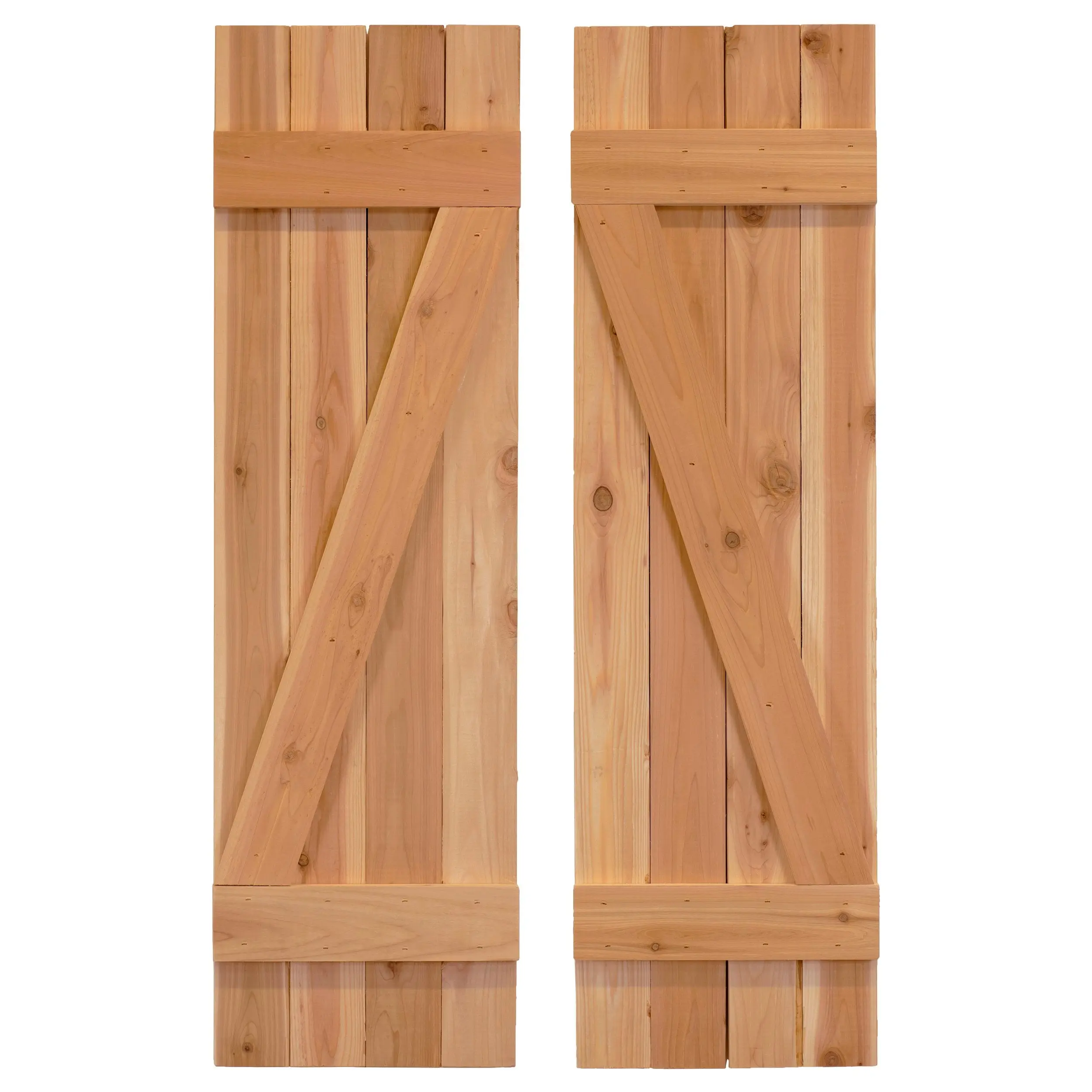 Z-Bar Exterior Wood Shutters - Cedar - Set of 2