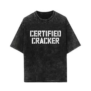Certified Cracker Men'S Oversized T-Shirt - Funny Novelty Graphic Tee with Bold White Print, 100% Loose Fit Round Neck