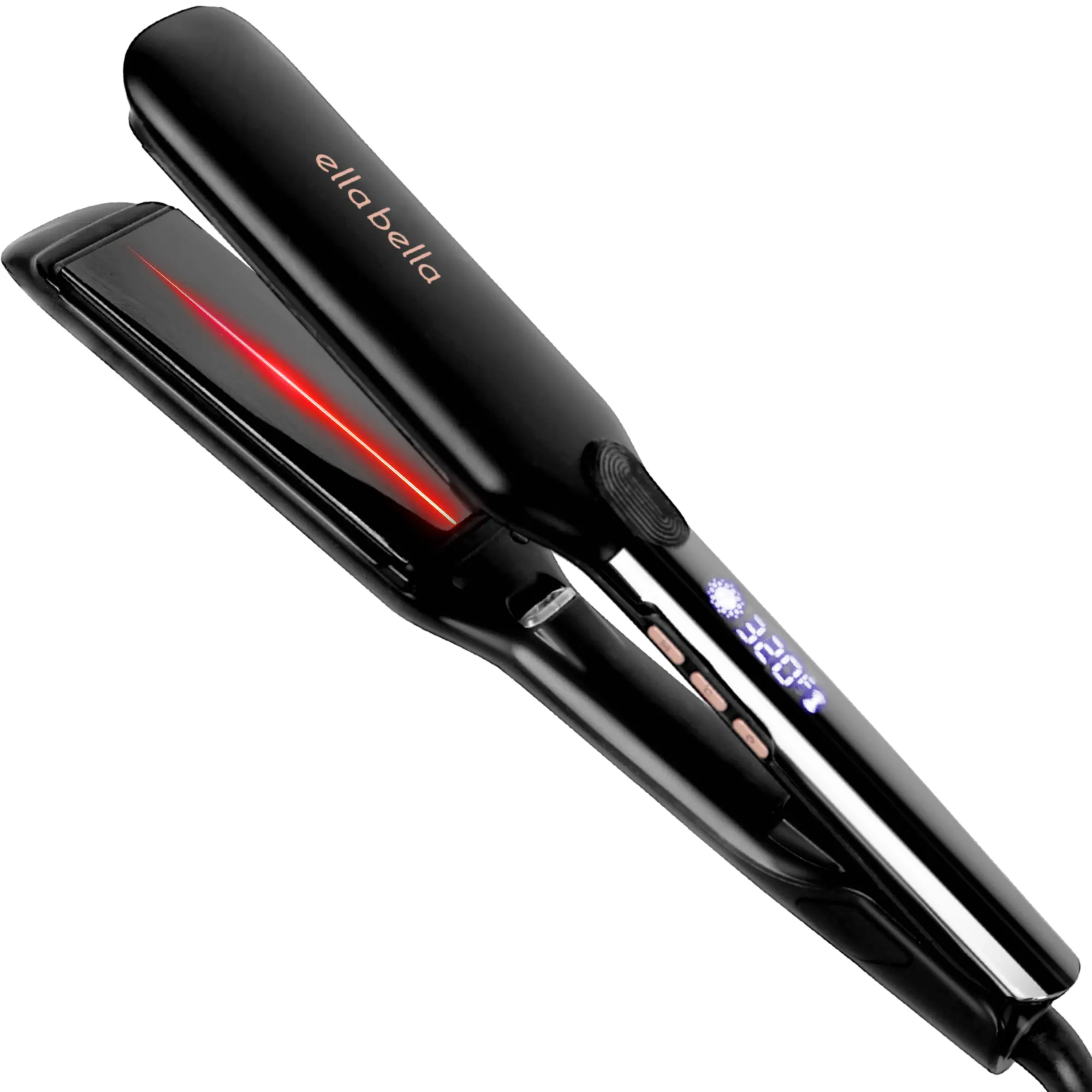 ELLA BELLA® Titanium Flat Iron Hair Straightener (with Infrared) • Professional Straightening Iron • Digital Display to Accurately Control Temperature • As Featured in Good Housekeeping