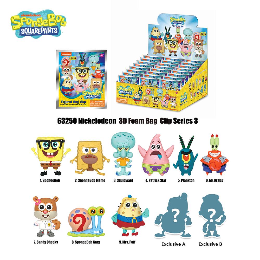 1PC Officially licensed SpongeBob SquarePants 3D animated blind box keychain featuring random characters like SpongeBob Patrick Star Squidward Tentacles Mr. Krabs and other friends from Bikini Bottom. Includes one adorable PVC collectible charm, Nickelode