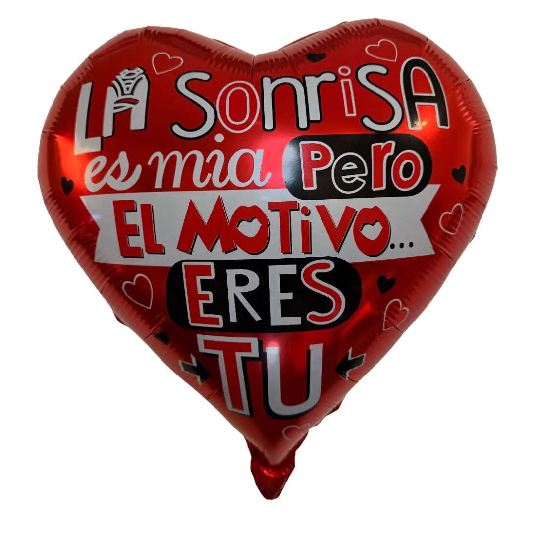Apintop 10inch Heart Balloon – "La Sonrisa es Mía, Pero el Motivo Eres Tú" – Love Gift for Valentine's Day, Weddings & Romantic Evenings