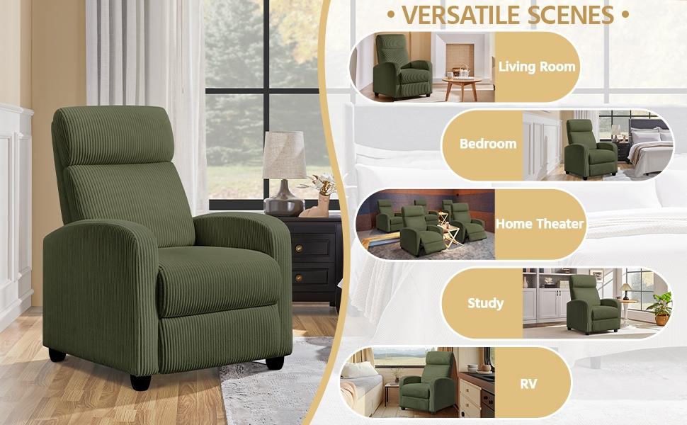 Yaheetech Recliner Chair Adjustable Recliner Sofa with Lumbar Support Modern Upholstered Reclining Chair for Living Room Bedroom Home Theater, PU Leather/Fabric