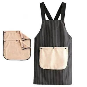 Apron with Pockets for Women and Men,aprons for cooking,apron with towel attached,apron waterproof,Cross Back Design with Towel Machine Washable Kitchen Apron for Cooking Grilling Painting Cleaning Gardening