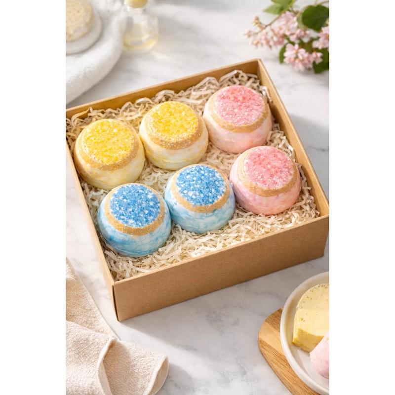 Set of Six Handmade Bath Bombs Crafted With Natural Essential Oils for Relaxation, Stress Relief, Spa Like Aromatherapy Experience at Home, Gentle on Skin, Perfect for Daily Self Care Rituals, Gift Giving,