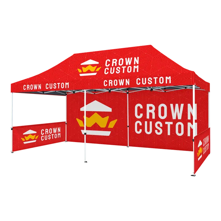 CROWN SHADES 10x20 Rectangular Heavy Duty Commercial Canopy Tent - Custom Logo, Sturdy Frame, Custom Top, Backwall, Sidewall