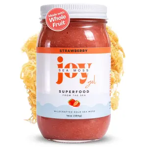 Joy Sea Moss Gel 16 oz Strawberry Flavor Made in USA Rich in Vitamins Minerals Superfood Edible Gel for Healthcare Fitness Nutrition