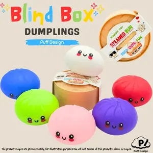 Surprise Dumpling Squashy, Kawaii Squashies - Stress Relief Toy 1 piece, Blind Box, Mysecret Bun Fidget Toy, Soft TPR Material, Unboxing Surprise, Random Style per Pack, Easter gifts, suitable for children to exchange gifts