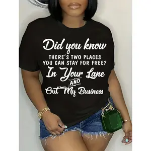 [100% Cotton] Plus Size Did You Know Graphic Tee - Soft Crew Neck, Short Sleeve, Relaxed Fit, Casual Womens Clothing For Daily Wear - Fun And Quirky Print Design T-Shirt For Men And Women