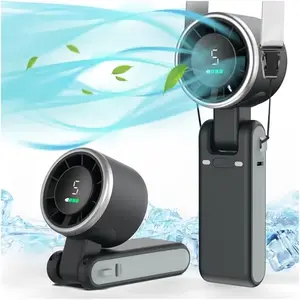 Portable Handheld Turbo Fan, 5 Gear Wind,4000mAh Battery Operated, Up to 10 Working Hours, 3 IN 1 Hand Fan Rechargeable with Air Turbo Tech Cooling Fan for Outdoor Activities, Travel, Working, Summer Selected Products