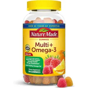 Nature Made Multivitamin + Omega-3, Multivitamin Gummies for Women and Men, Daily Nutritional Support, 140 Adult Gummy Vitamins & Minerals, 70 Day Supply