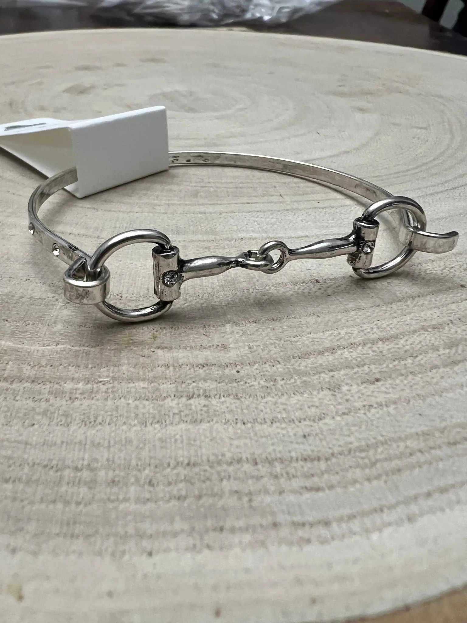 Western Snaffle Bit Bracelet — Silver Easy-Clasp Equestrian Bangle
