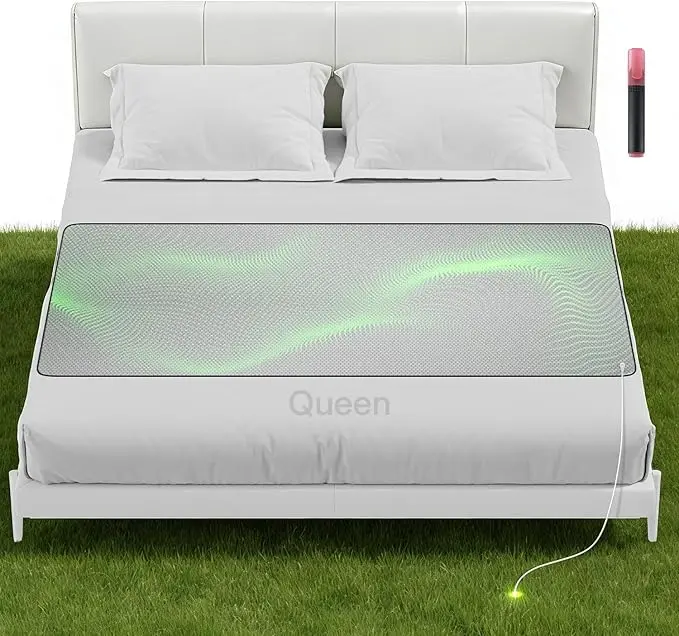 [Extra large]Sliver fiber Grounding Bed Mat Indoor Earth Therapy for Deeper Sleep Faster Recovery Conductive Sleep Pad with Grounded Benefits Wellness Gift Kit for Women Electric Heating Pad Multifunctional Washable Soft Wrap Mattress Pad