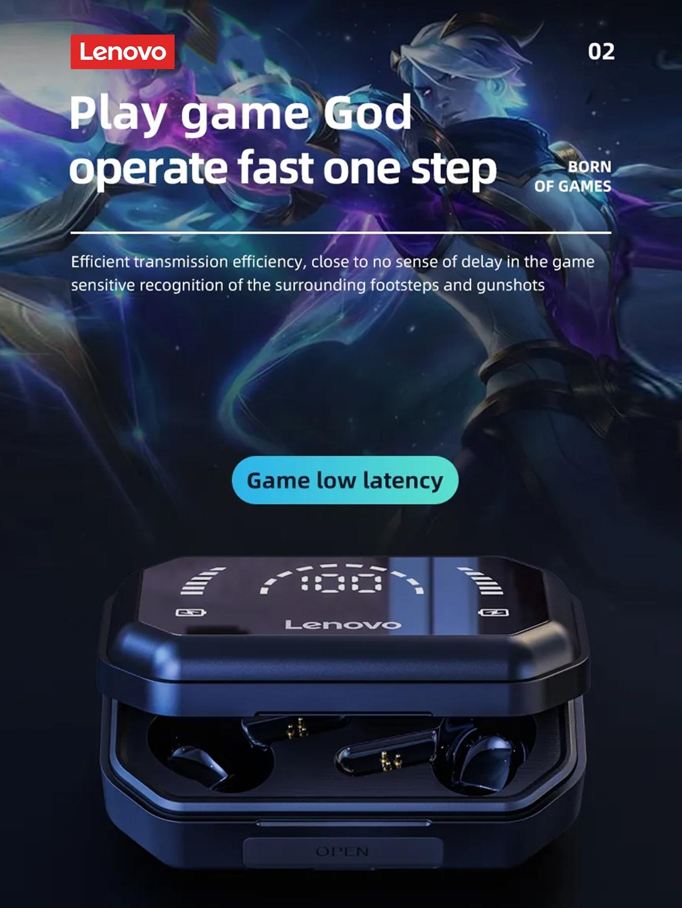 Lenovo LP3 Pro In-Ear Wireless Headphones with Bluetooth 5.0, Hi-Fi Sound Quality, LED Power Display, IPX5 Waterproof, 1200mAh Charging Case Doubles as Emergency Power Bank for Phones