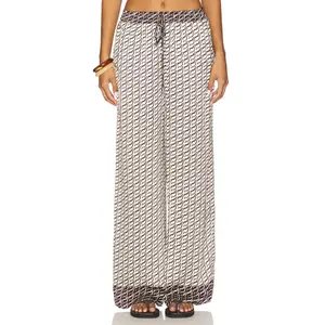 Shona Joy Monogram Silk Pant in Espresso Stamp