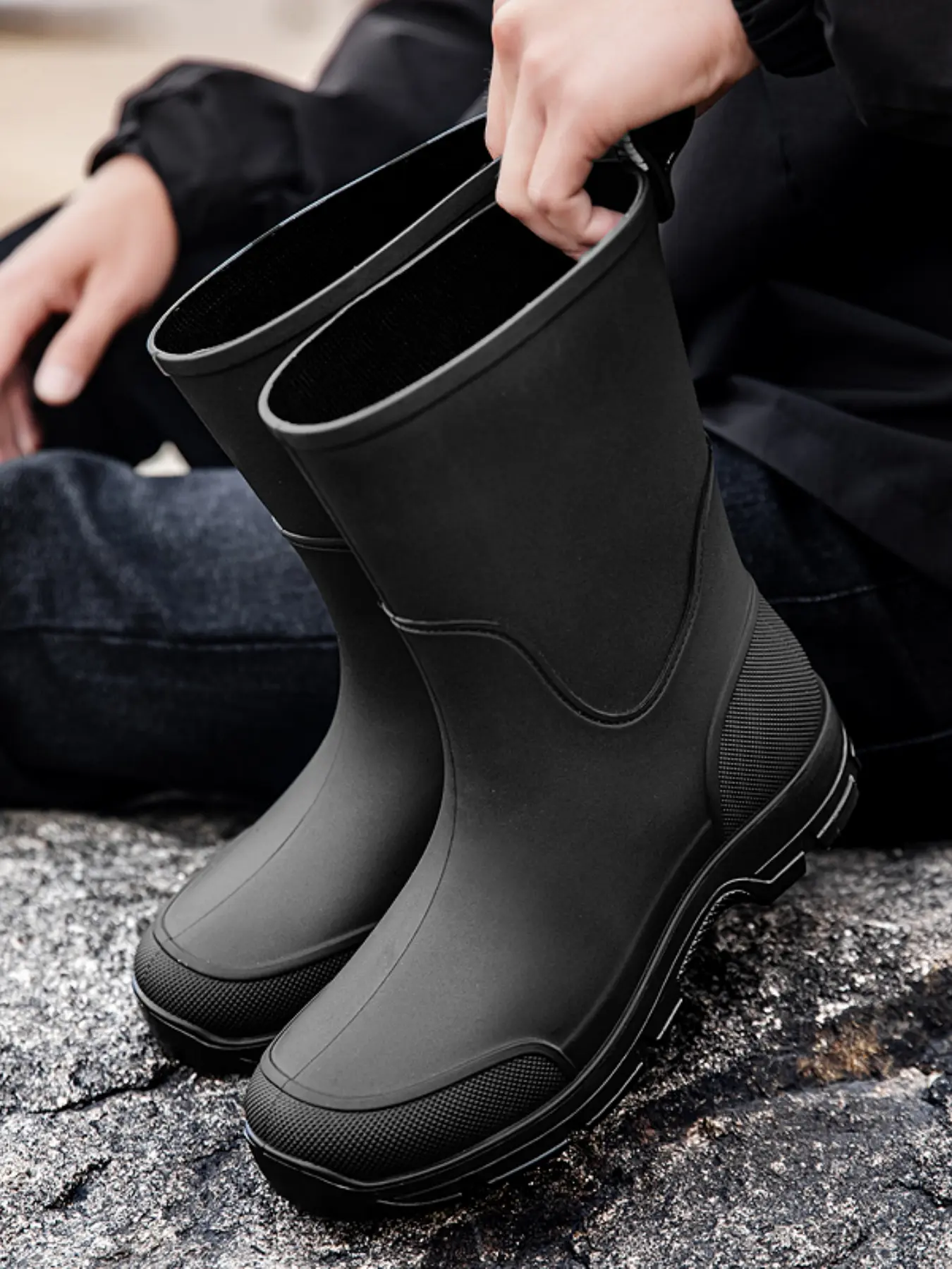 Men's & Women's High-Quality Anti-Slip Rain Boots with Cuff, Waterproof Kitchen Shoes, Garden Shoes, Motorcycle Boots, Fishing Shoes, Slip Resistant Boots, Slip On Boots, Waterproof Outdoor Footwear, Weatherproof Footwear