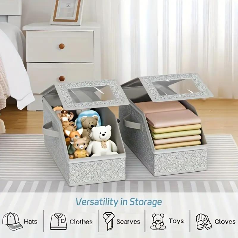 Stackable Hat Storage Boxes for Baseball Caps Holds Up to 24 Hats Durable Cardboard Box for Men Classic Style Wardrobe Organizer with Clear Window Lid