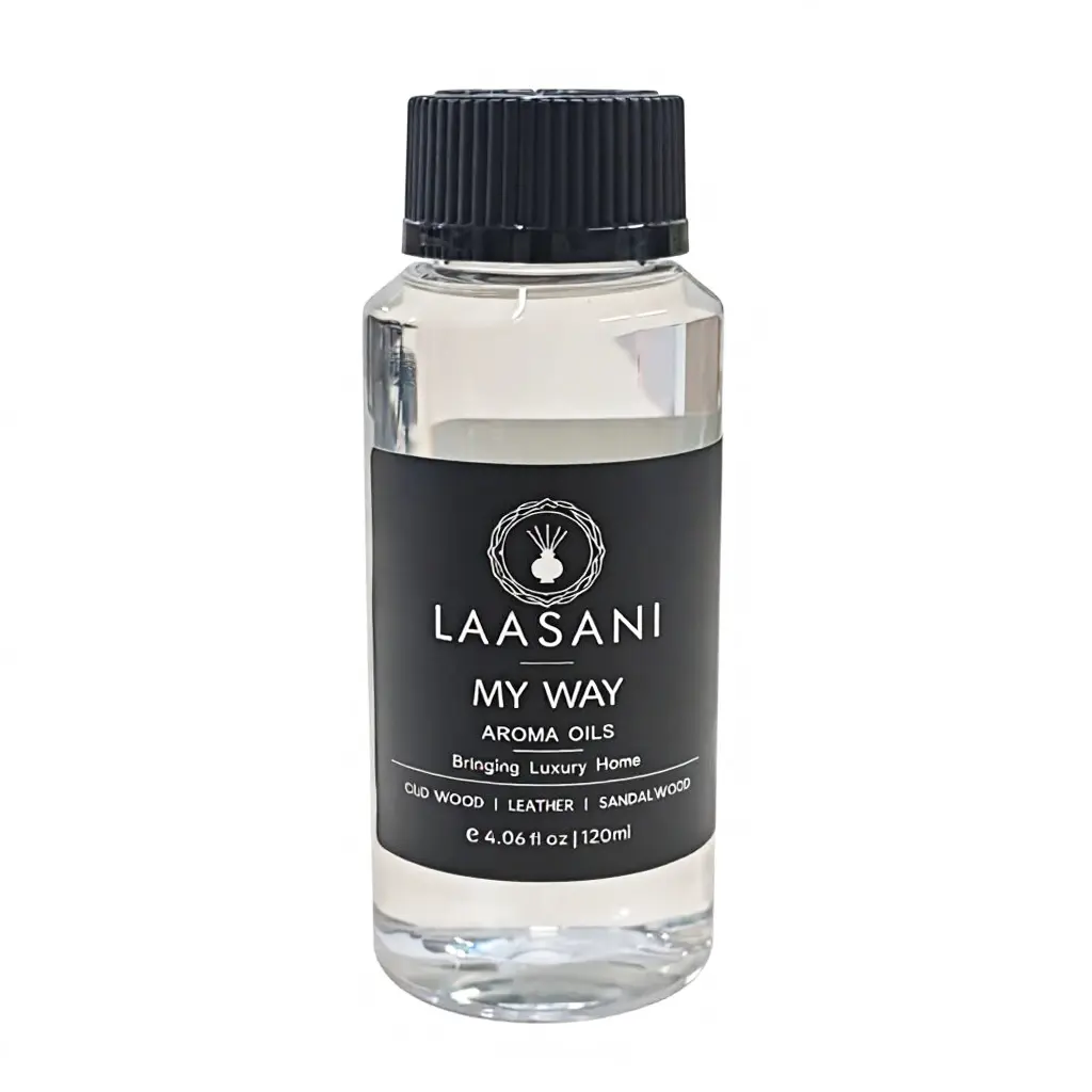 LAASANI 120ml Woody Fragrance Glass Bottle Diffuser Oil - Old Wood, Leather, Sandalwood, Lemon Scents, Smooth Luxury Aroma for Luxury Home, Spa Use