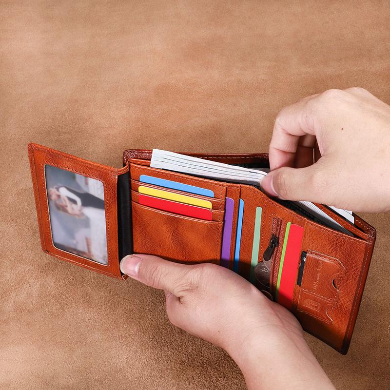 CIEPHIA RFID Blocking Cowhide Leather Wallet with 12 Card Slots 1 Coin Pouch & 2 Deep Cash Pockets for Men Anti-Theft Design, Perfect Gift for Him trendy wallet