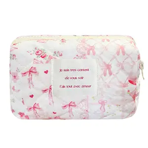 Mini Makeup Touch-up Pouch Little Cosmetic Bag for Women Girls, Carry-around Floral Flowers Zipper Organizer Bag