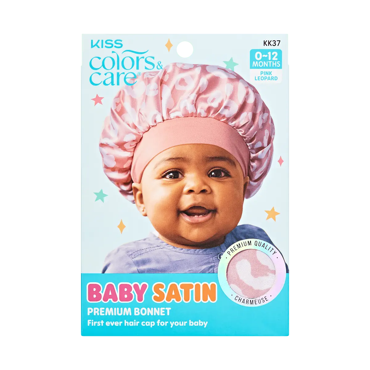 Kiss Colors & Care Baby Satin Premium Bonnet - Pink Leopard | 0-12 months, Silk Bonnet, Sleep Bonnet, Hair Accessories