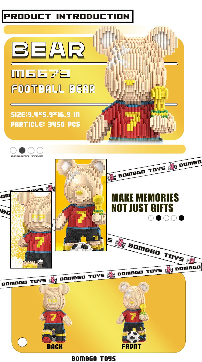 【BOMBGO】Bear Building Block,Size-Medium,3000 pcs,Bear Toys,Birthday Gift,Christmas Gift,Educational Building Blocks,Trend Decoration,Cool Gifts,Brick,Family Bonding BlackFriday Christmas