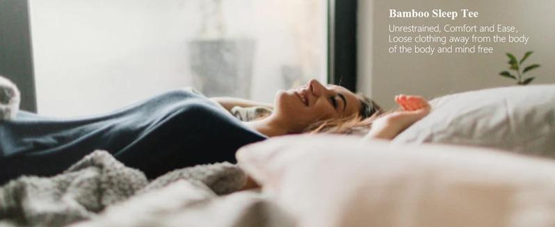 KFUBUO Plus Size Nightgowns for Women Oversized Sleep Shirts Bamboo Viscose Sleep Tee Short Sleeves Print Sleepwear With Pocket  Comfortable Cute Fits S-5XL Pajamas  Loungewear Soft Stretchy