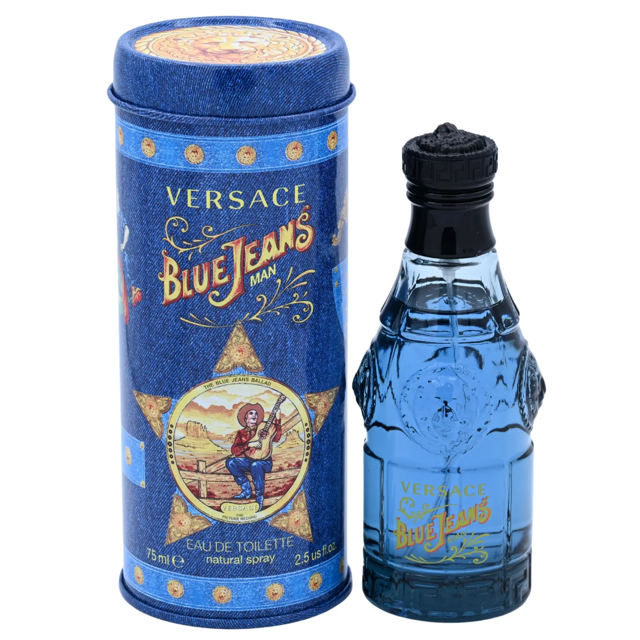 VERSACE Blue Jeans Eau de Toilette for Men, 2.5 fl oz Spray - Aromatic Cologne with a Citrus Scent and Woody Notes, Ideal for Mens Gifts, Men's Stuff, Gifts For Him, Men's Cologne