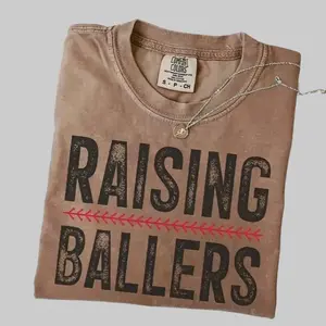 Comfort Colors Baseball Mom T-shirt Raising Ballers Shirt Funny Mama T-shirt Baseball Season Softball Mom Funny Baseball Shirt Game Day
