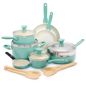 GreenPan Rio 16pc Cookware Set Turquoise GreenPan Rio 16pc Cookware Set Turquoise