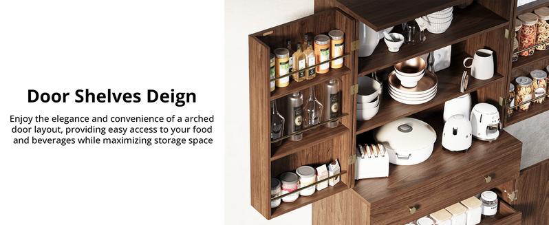 IRONCK 72” Tall Kitchen Pantry Cabinet, Farmhouse Pantry with 2 Pull Doors and Drawer Organizing Board Storage for Home Kitchen Dining Room