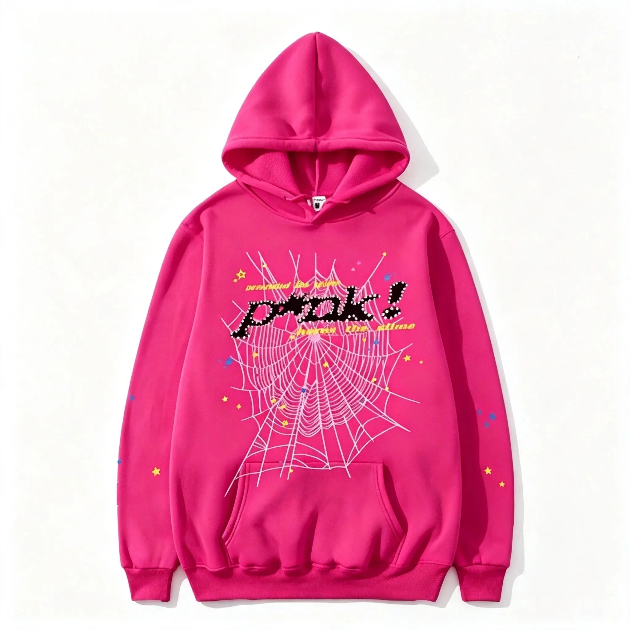 Y2K Spider Rhinestone Hoodie in Fuchsia