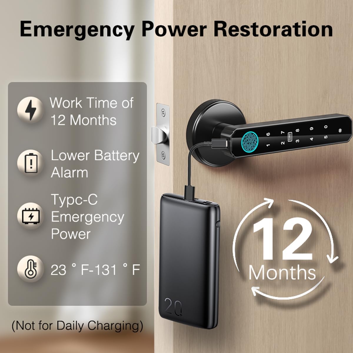 [Father's Day Gift]Smart Fingerprint Door Lock with App Control, 1 Count Keyless Entry Lock with Keypad Handle, Digital Electric Biometric Smart Door Lock for Bedroom, Keyless Entry Door Handle - Spring Glow Up