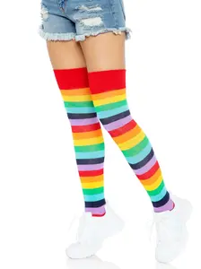 Cherry Rainbow Thigh High Socks Perfect for Everyday Wear, Pride, and Festivals